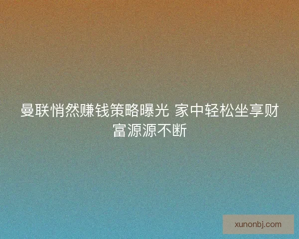 曼联悄然赚钱策略曝光 家中轻松坐享财富源源不断