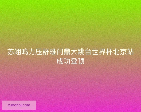 苏翊鸣力压群雄问鼎大跳台世界杯北京站成功登顶
